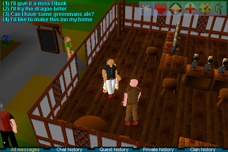 Talking to the barkeeper to make this inn your home